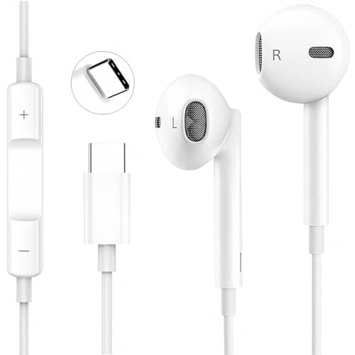 USB C Kopfhörer mit Kabel für iPhone 16 17 USBC Kabelkopfhörer in Ear Mit Kabel Mit Mikrofon Kabelkopfhörer für iPhone 15 Plus Samsung Galaxy S23 S22 S21 FE iPad Pro Huawei Google Pixel