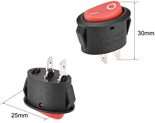 XYWHPGV Boat Rocker Switch SPST Red Oval Toggle Switch Boat Car Marine 2 Pin ON/OFF AC250V / 6A 125V / 10A 2pcs (A9465 accde e64ad c77a0 4a6df