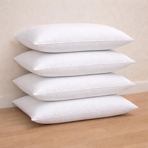 Image of Restify Premium Microfiber Pillows Set of 4 | Soft Adjustable Pillow for Sleeping | Breathable, Hypoallergenic Pillow for Side, Back & Stomach Sleepers (16 x 24 Inches -White)