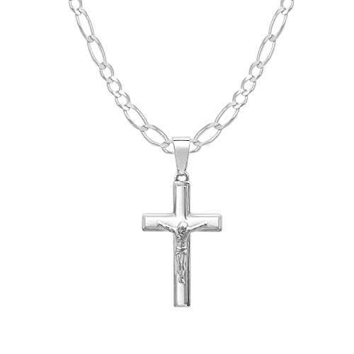 Mens Sterling Silver Crucifix Necklace and Figaro Chain with Inspirational Faith Card - Choice Of Sizes4