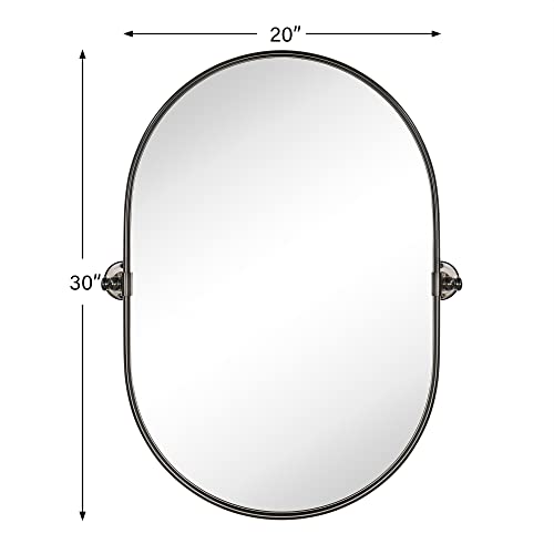 Image of TEHOME Oval Oil Rubbed Bronze Pivot Bathroom Mirror Pill Shaped Tilting Bathroom Vanity Mirror Metal Framed Adjustable Mirror, Overall 23.84 x 30 inches (Mirrror 20 x 30 inches)