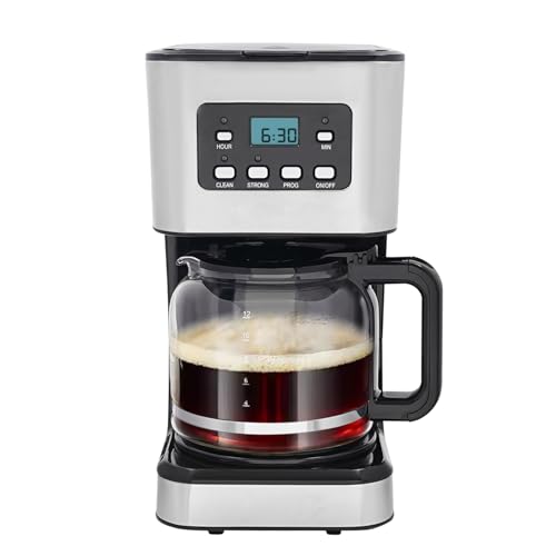 LOIRIIC 950W Kaffeemaschine mit Timer,1.5L Filterkaffeemaschine 12 Tassen, Abschaltautomatik, Filter-Kaffeemaschine,Tropf-Stopp, Wiederverwendbarem Filter und Heizplatte, Schwarz