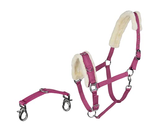 JA Horse Bride avec fourrure synthétique pour le travail au sol (kit complet rose avec lunettes de longier) Cover