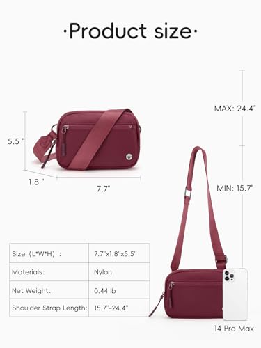 Image of WESTBRONCO Small Crossbody Bags for Women Nylon with Adjustable Strap, Zipper Crossbody Purse, 1L Shoulder Bag for Travel
