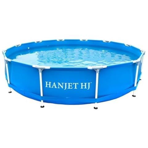 Hanjet Steel Frame Round Above Ground Outdoor Backyard Swimming Splash Play Pools (φ10FTx30in) Cover