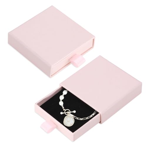 1 Pcs Boîte-Cadeau de Bijoux Présentoir à Bijoux en papier Boîte - Présentoir à Bijoux élégant pour Colliers, Boucles D'oreilles, Bagues - Taille Compacte de 9 x 9 x 1,7 cm（Rose）