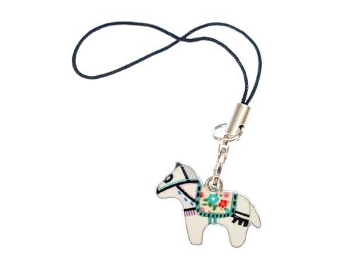 Miniblings Dala Horse Cell Phone Pendant Cell Phone Jewellery Sweden Christmas Enamel White