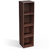 NewBeth 4Cube Storage Organizer, 4 Tier Cube Low Bookcase Freestanding Storage Display Organizer, Three-Cubes Open Shelf Bookshelf for Home Office (Dark Brown,Black Walnut, 4-Cube)
