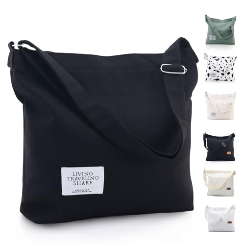 Image of COOLOME Canvas Tote Bag for Women - Crossbody, Shoulder, Travel & Beach Bag