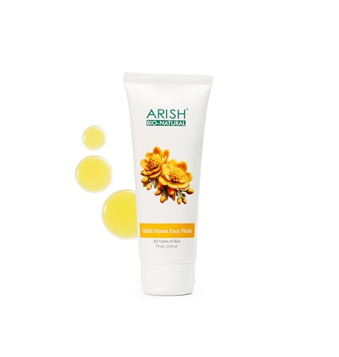 Image of ARISH BIO-NATURAL Haldi Neem Face Wash- 75 ml | Turmeric, Tulsi & Honey | Herbal Anti-Acne Cleanser for Pimples & Blemishes | Deep Cleansing for Oily & Acne-Prone Skin | For Women & Men All Skin Types