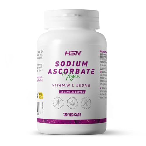 HSN Ascorbato de Sodio 500mg de Pura Vitamina C Tamponada | 120 Cápsulas Vegetales que aporta L Ascorbato de Sodio   