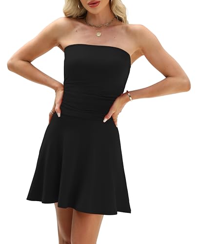 OFEEFAN Womens Tube Dresses Strapless Homecoming Graduation Formal Party Club Mini Dress Date Outfits3