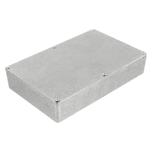 Boîtier pour pédale d'effet guitare anti parasite en aluminium poli argenté