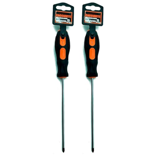 Tradineur - Pack de 2 Destornilladores Estrella 4 x 150 mm - Herramienta Manual - Bricolaje y Montaje - Punta Magnética - Acero Inoxidable.