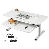 TOPSKY Electric Adjustable Coffee Table with Pull-Out Tray for Home and Office (White, 47.2'x21.65')