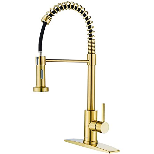 Robinet de cuisine avec douchette en laiton doré chic