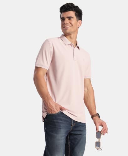 Image of Jockey AM38 Men's Microfiber Fabric Solid Half Sleeve Polo T-Shirt with StayDry & StayFresh Technology