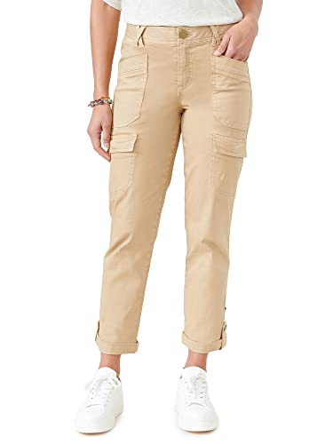 Democracy Misses Women's Ab Solution Ankle Roll Cuff Utility Pant, Warm Sand, 4