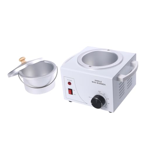 FOYTOKI Scaldacera Macchina per Ceretta Depilatoria Singolo Contenitore Riscalda Tutti Tipi Cera Controllo Temperatura Regolabile Vaso Alluminio Incorporato Coperchio Stile Casuale