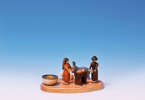 Bougeoir crèche de Noël en bois brut de 14 cm pour bougie chic