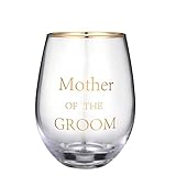 COFOZA Mother of The Groom Gift 15 Ounce Stemless Wine Glasses Drink Cup Tumbler Wedding Proposal Gi