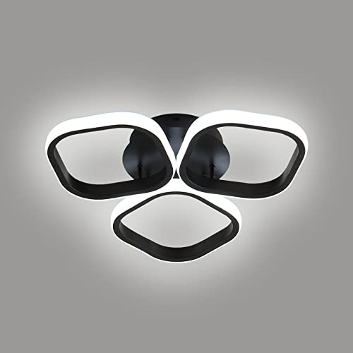 Delaveek Plafonnier LED Moderne, 32W 3000LM Lampe de plafond en Acrylique, Luminaire Plafonnier Carré Noir pour Chambre Salon Cuisine Couloir (Blanc Froid 6000K) Cover