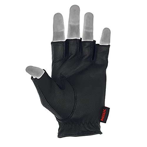 Image of MRX Driving Gloves Button Basic Soft Outdoor Glove Goat Leather Workout Full Finger, Black