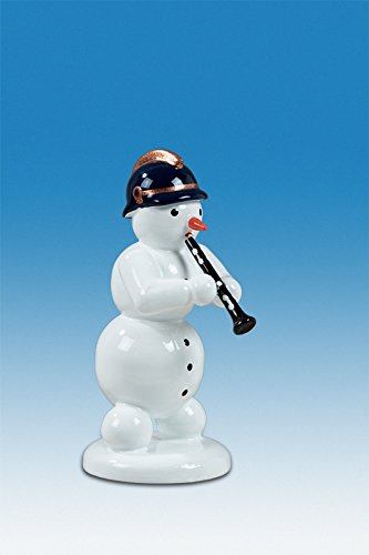Chiffre de Noël bonhomme de neige en bois avec clarinette cadeau de collection unique