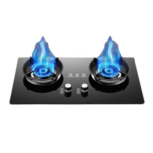 Cuisinière À Gaz 2 Brûleurs, Cuisinière De Comptoir De Cuisine, Régulateurs D'intérieur De Restauration 5,0 KW, Support De Casseroles En Fonte En Verre Trempé, Avec Protection Contre Les Flammes(LPG)