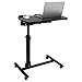 SUPER DEAL Overbed Angle & Height Adjustable Mobile Rolling Laptop Stand with Lockable Wheels Sofa/Bed Side Table Hospital Table Stand Cart