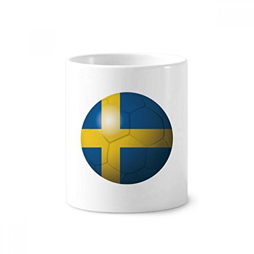 Cadeau football Suède mug en céramique blanche 350 ml et pot à stylos pour supporter de soccer