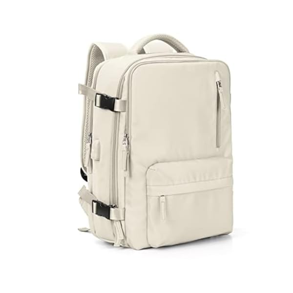 VGCUB Large Travel Work Business Backpack Carry on flight Approved 17 Inch Laptop Backpack for Women Men with Laptop Compartment Mochila de Viaje,Beige