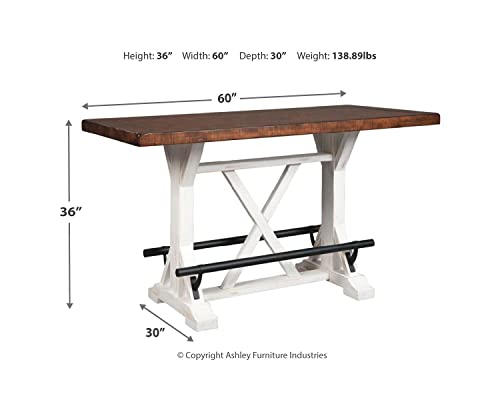 Signature Design By Ashley Valebeck Rustic Farmhouse 36" Counter Height Dining Table, Brown & White #TOP2