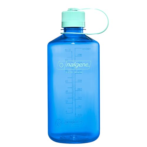Nalgene Water Bottle – Lightweight Sustain Tritan BPA-Free Shatterproof Bottle for Backpacking, Hiking, Gym, 32 OZ, Narrow Mouth, Cornflower Blue