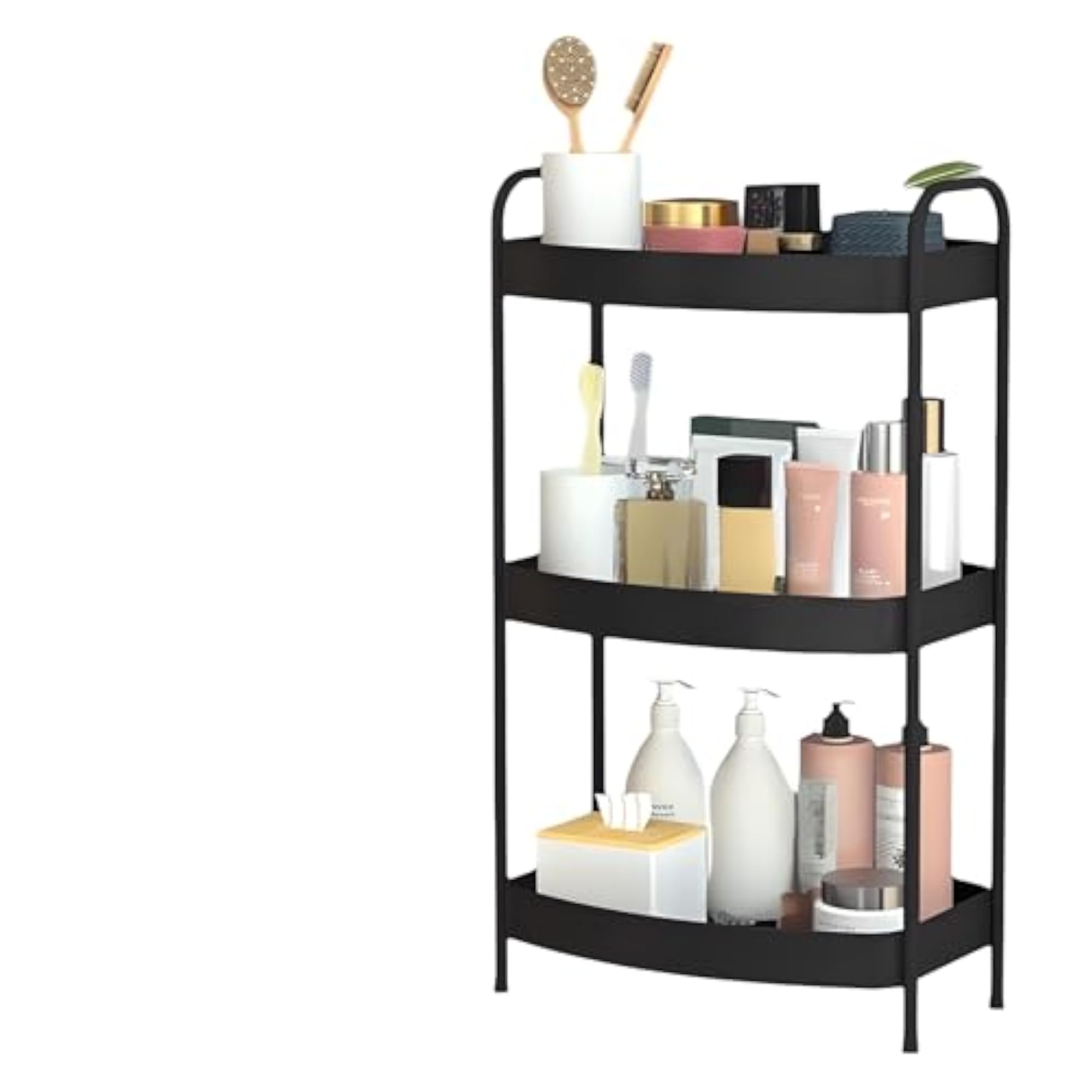 Bathroom Countertop Organizer Standing Makeup Rack, Black Round 3 Tiers