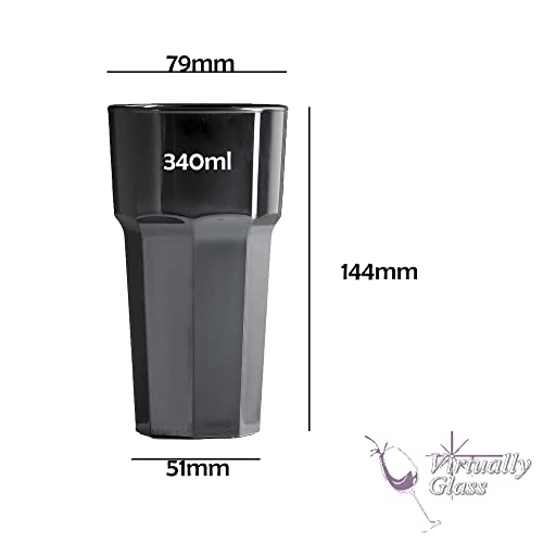 Set of Unbreakable Reusable Polycarbonate Plastic Black Octagon Shaped 12 OZ Tumblers. (3340ml /12oz) to Rim Height 14.4cm - Image 3