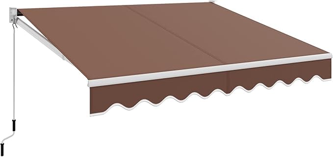 GYMAX Tenda da Sole per Balcone, Tende da Sole a Bracci Estensibili con Tettuccio Impermeabile e Protezione Solare, Tenda da Sole per Esterno Avvolgibile (Marrone, 245 x 200 cm)