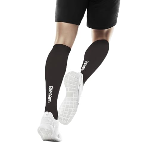 Rehband Compression Socks for Men & Women, 1 Pair Compression Socks Sports, 15-20 mmHg for endurance sports, promotes blood circulation and reduce cramps, Colour:Black, Size:Large