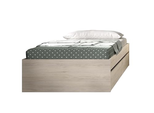 DEKIT GRUPO RIMOBEL LAGO -Aro de cama 90X190 con dos cajones - NATURAL - 40,3 x 95,8 x 194,8