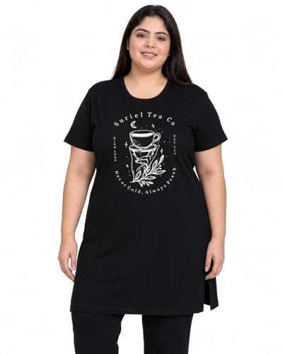 Image of In Love Women's Printed Cotton Plus Size Longline T-Shirt with Pockets | Cotton fabric - soft longline T-shirt with easy plus-size fit