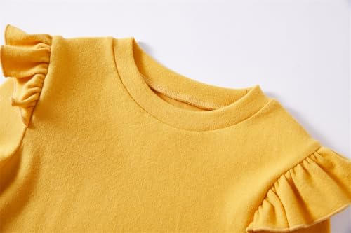 Niyage Girls Cotton Long Sleeve T-Shirt Toddler Comfort Soft Thick Basic Crewneck Tee Tops with Ruffles Trim3
