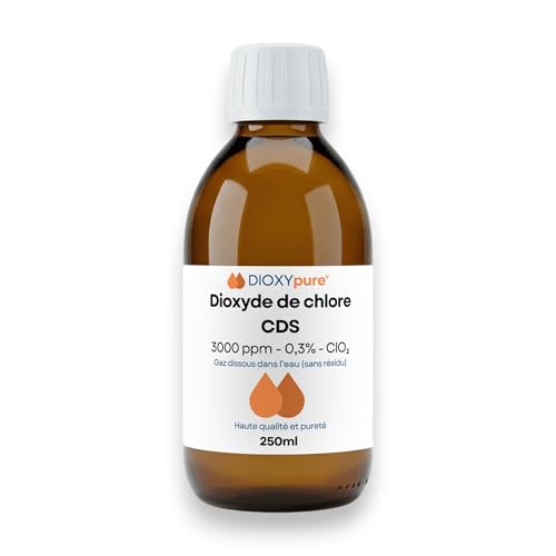 Dióxido de Cloro - CDS - 3000 ppm - Gas disuelto en Agua (sin residuos) - 250 ml - Sin conservantes ni sustancias añadidas - Desinfectante Ultra Puro
