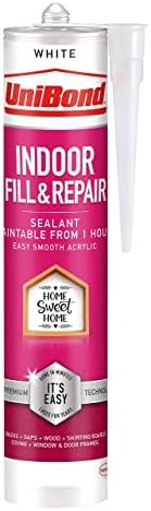 UniBond 2646328 Indoor Fill&Repair Sealant, Joint Filler for Interior Use, Ideal for Cracks, Door & Window Frame Sealant, Easy to Use White Sealant, 1x462g Cartridge