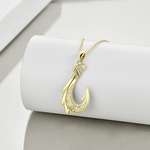 Potopyy Hawaii Fishing Fish Hook Pendant Carved Bone Fish Hook Necklace Maori Jewelry For Women #TOP3