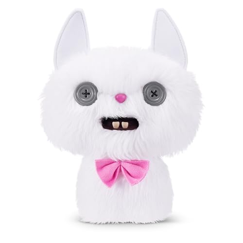 Fuggler Alley Cats Peluche 9' (Cheeze) Blanco de ZURU – Monstruo Feo y Divertido con Dientes Humanos. Peluche Coleccionable para niños, Adolescentes, Adultos y Amantes de Gatos raros.