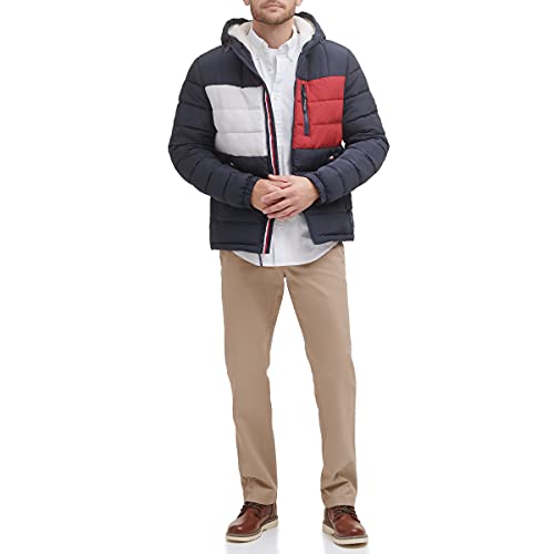Image of Tommy Hilfiger Men's Midweight Sherpa Lined Hooded Water Resistant Puffer Jacket