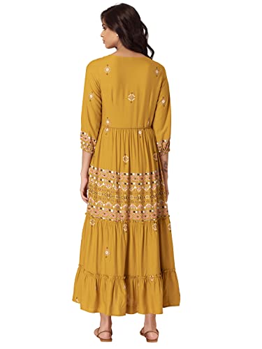 Image of Indya Women's Rayon Floral, Geometric Print Regular Kurta