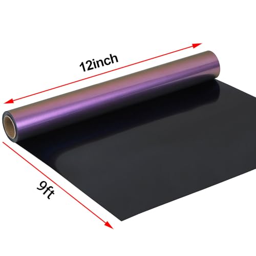 Image of FUNKAKA Chameleon HTV Heat Transfer Vinyl Rolls, 12 inch X 9ft Purple to Brown | Iron on Vinyl for T-Shirt Change Color PU Stretchy HTV Vinyl for All Cutter Machine Easy to Cut & Weed