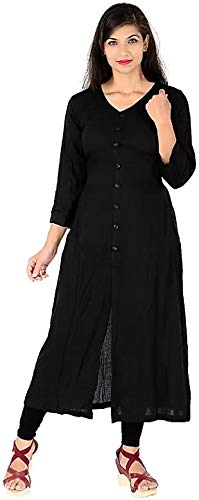 Giriraj FashionWomen's Cotton Stitched Kurta (Black)