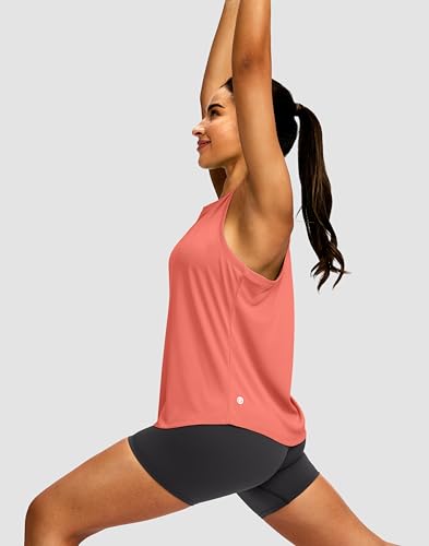 Image of Women's Workout Tops Racerback Athletic Tank Tops Sleeveless Loose Fit Yoga Running Gym Shirts for Women